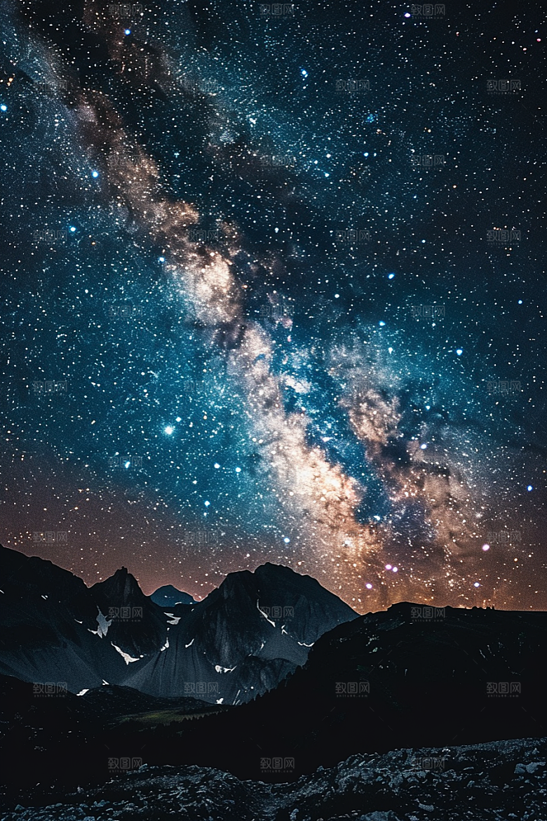 灿烂星空浪漫银河素材