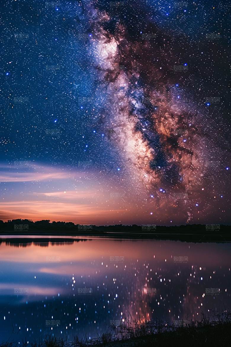 灿烂星空星辰夜景素材