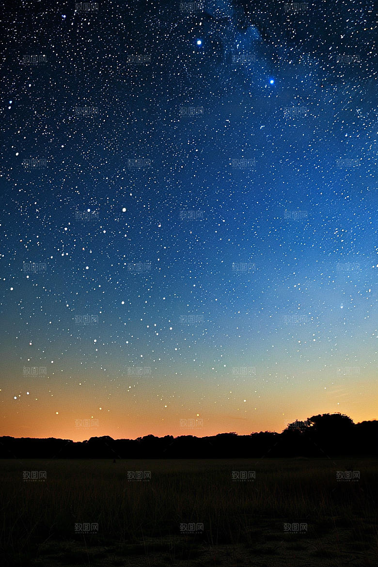 灿烂星空夜晚梦幻素材