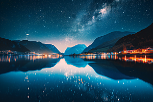 灿烂星空夜晚银河素材