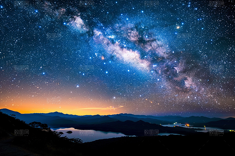 灿烂星空夜景星辰素材