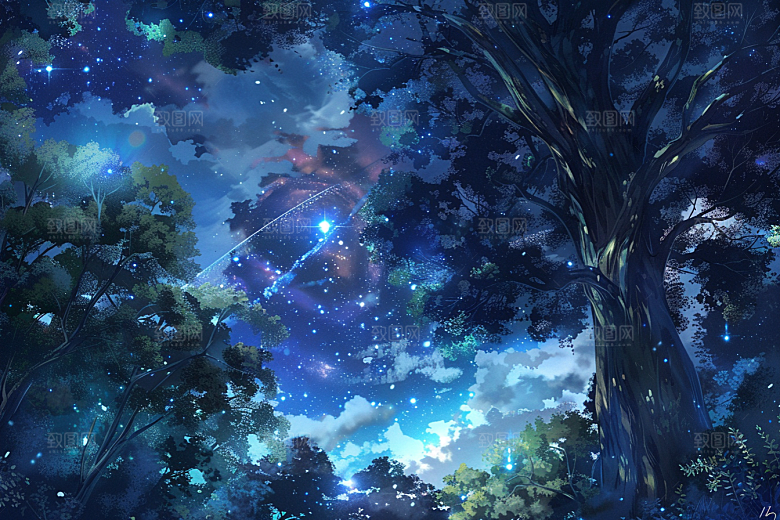 灿烂星空唯美银河素材