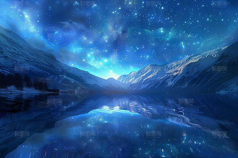 灿烂星空太阳系夜景素材