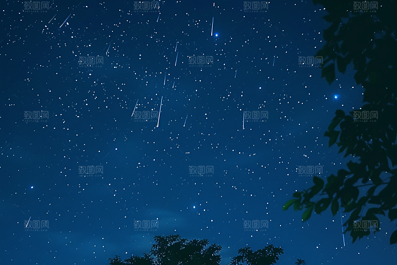 灿烂星空夜景高清素材