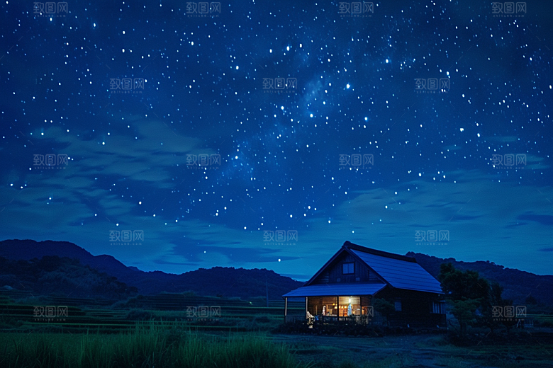 灿烂星空夜景星辰素材
