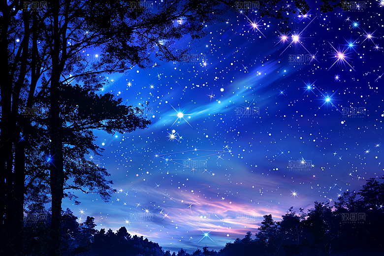 灿烂星空夜景高清素材