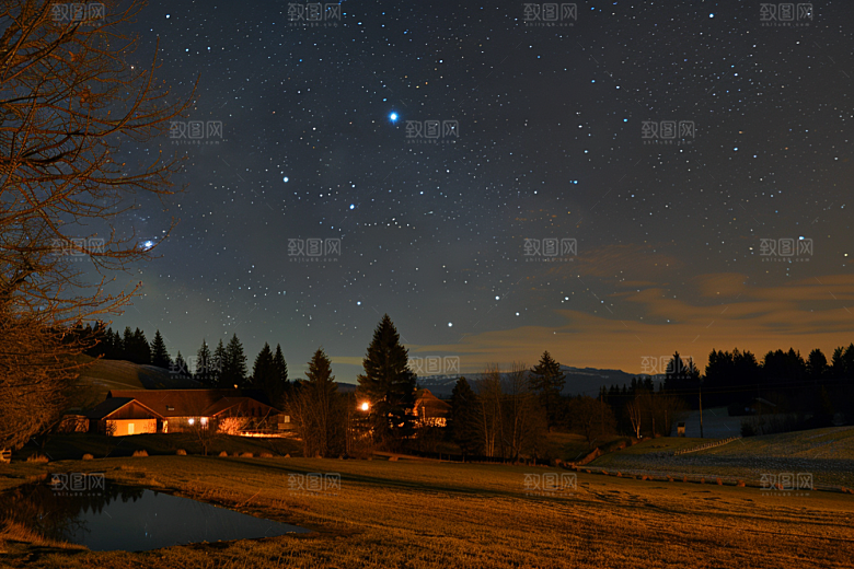 灿烂星空夜晚梦幻素材
