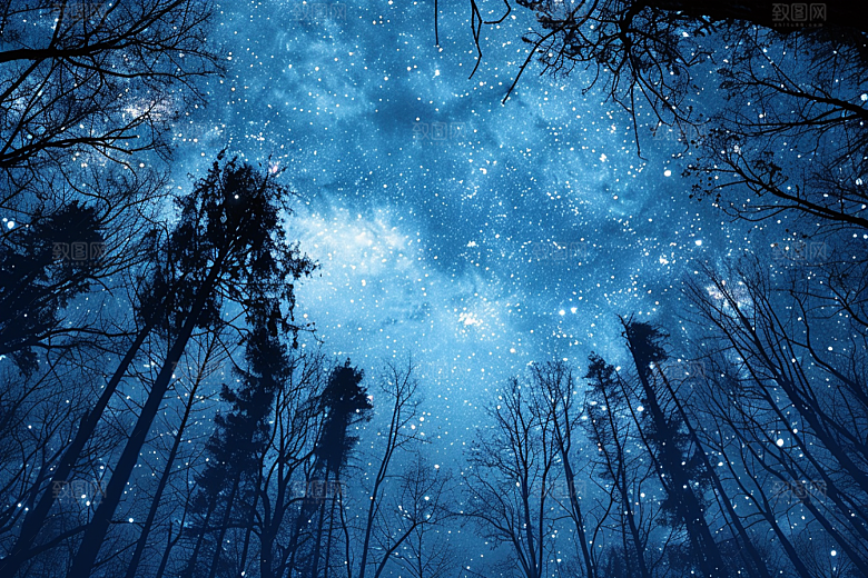 灿烂星空夜晚浪漫素材