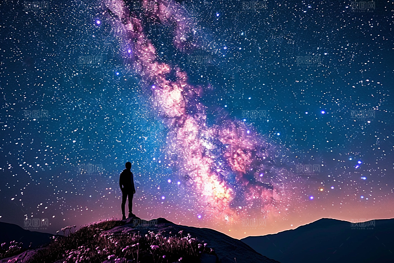 灿烂星空夜景宇宙素材