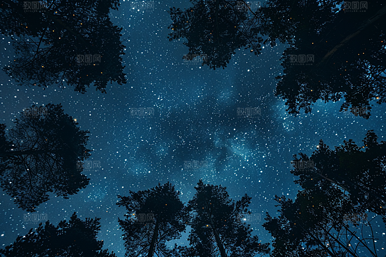 灿烂星空夜景浪漫素材