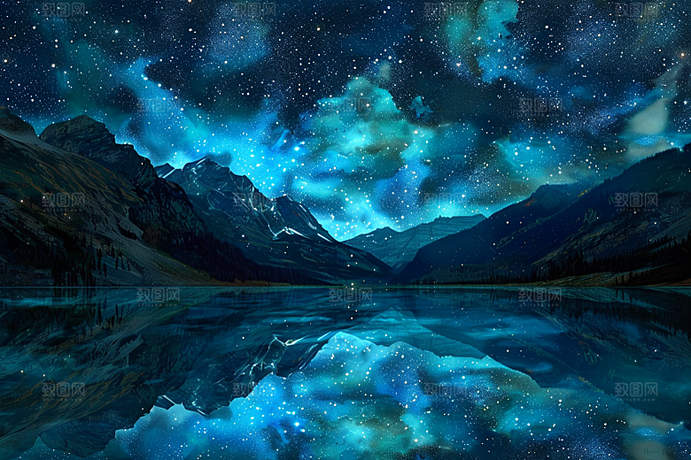 灿烂星空浪漫夜景素材