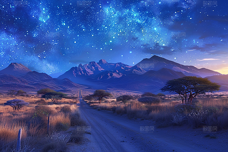 灿烂星空银河夜景素材
