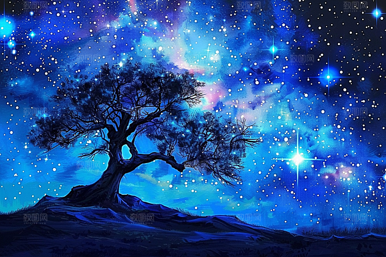 灿烂星空太阳系夜晚素材