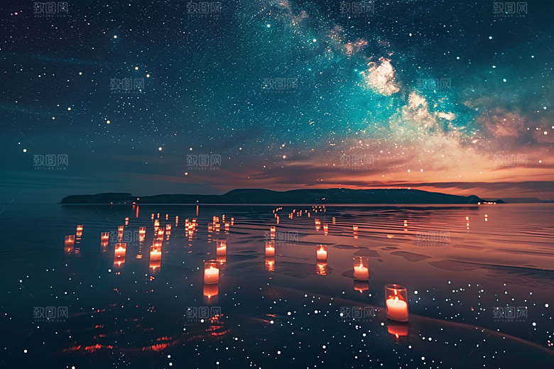 灿烂星空太阳系夜晚素材