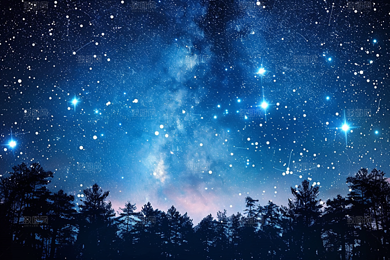 灿烂星空夜晚夜景素材