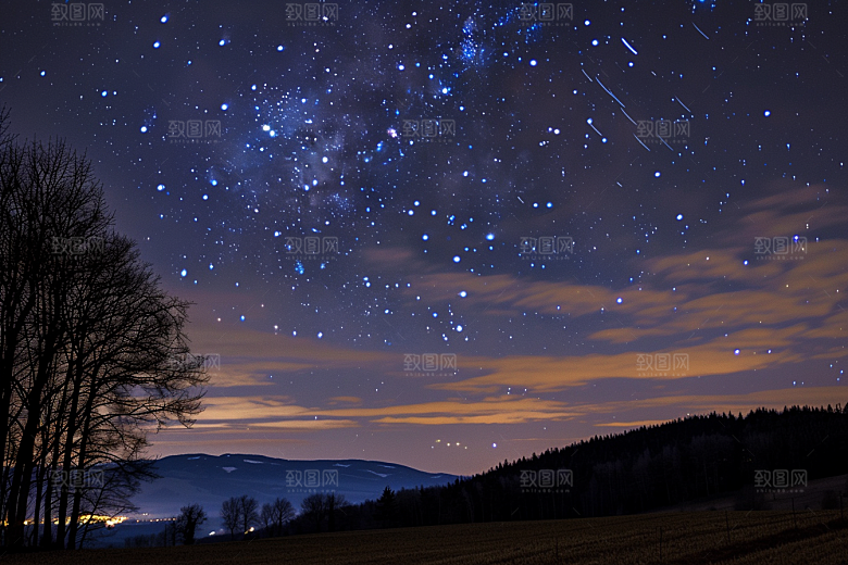 灿烂星空高清夜景素材