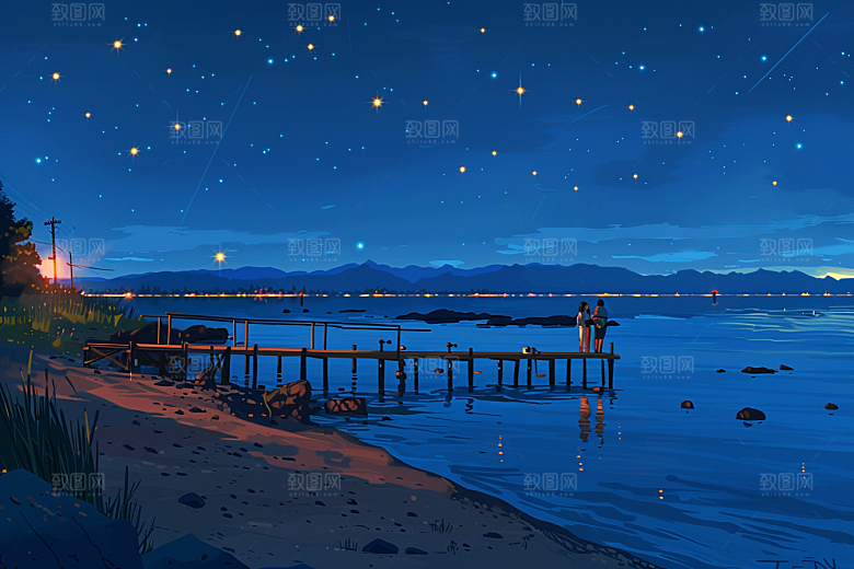 灿烂星空太阳系夜晚素材