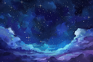 灿烂星空星辰夜景素材