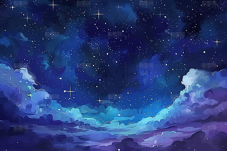灿烂星空星辰夜景素材