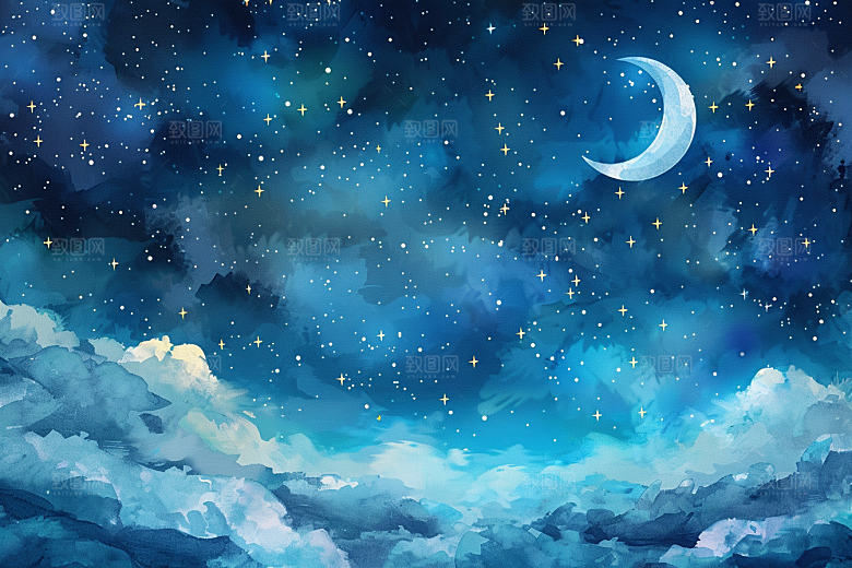灿烂星空夜晚唯美素材