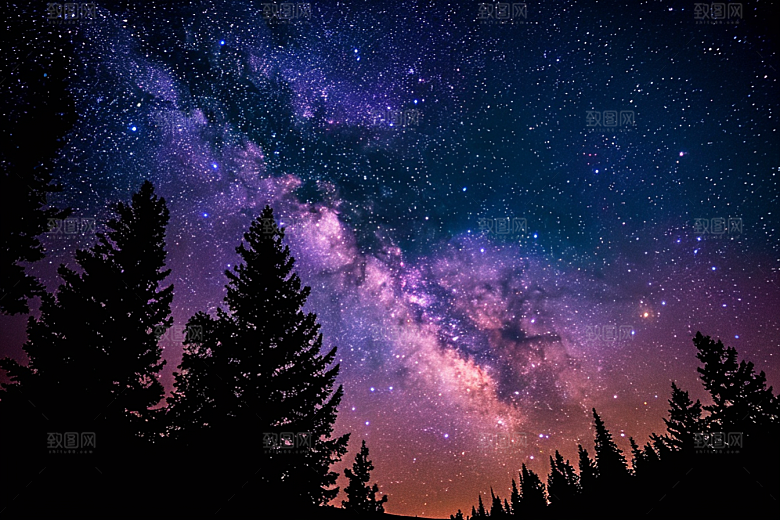 灿烂星空太阳系夜景素材