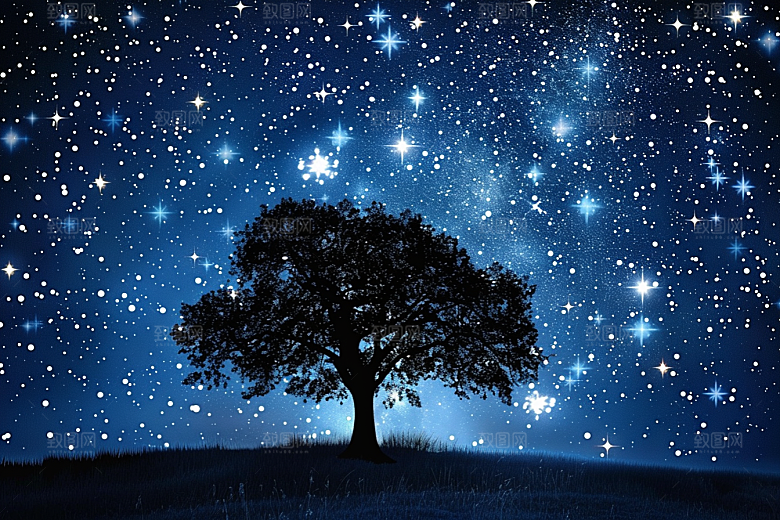 灿烂星空梦幻夜景素材