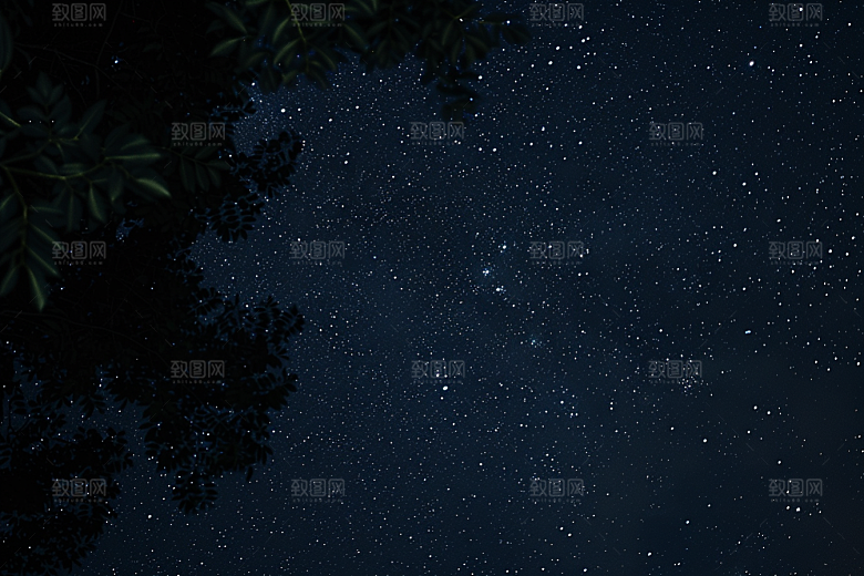 灿烂星空夜景浪漫素材