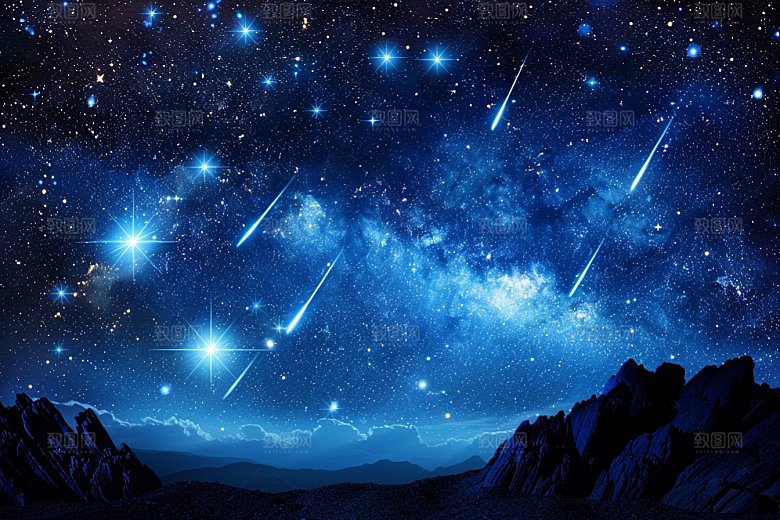 灿烂星空夜景唯美素材