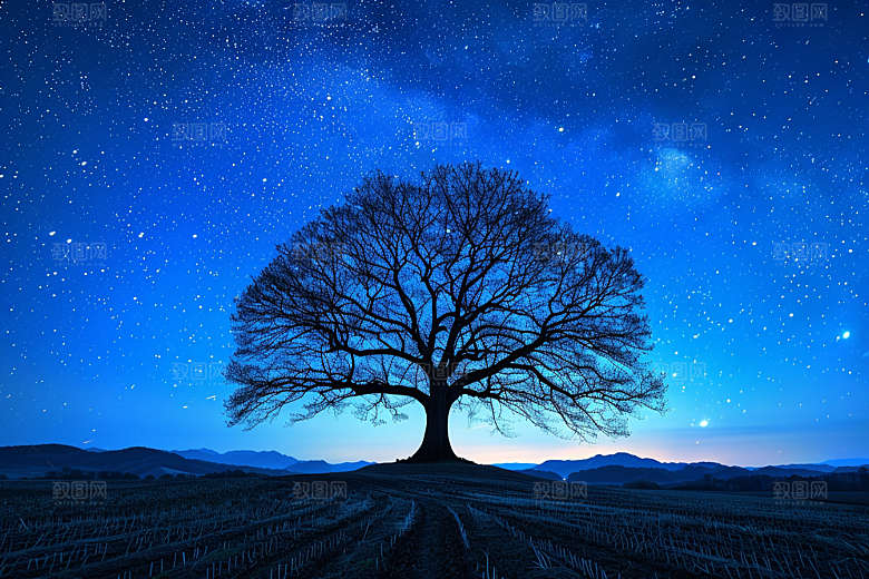 灿烂星空夜景太阳系素材