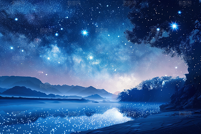 灿烂星空夜晚宇宙素材
