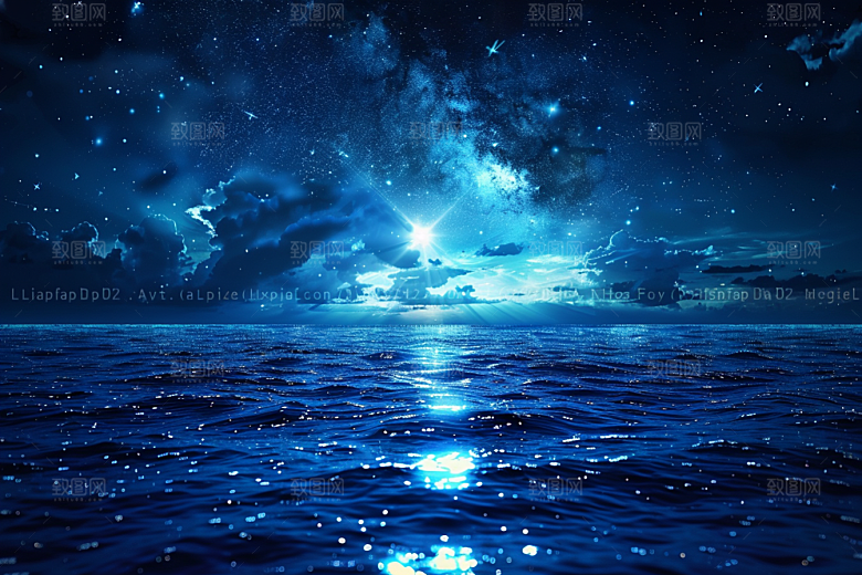 灿烂星空太阳系夜景素材