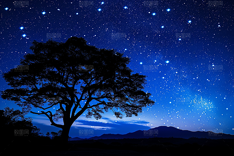 灿烂星空唯美夜景素材