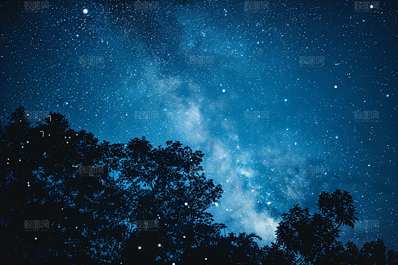 灿烂星空夜景唯美素材