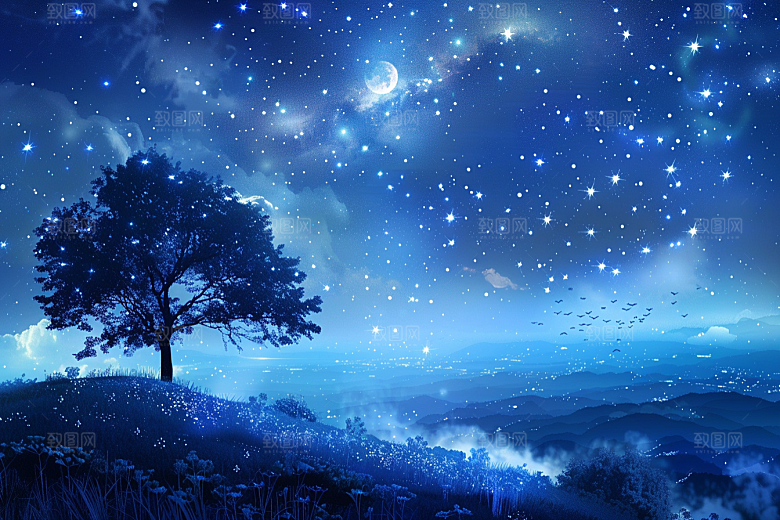 灿烂星空梦幻太阳系素材