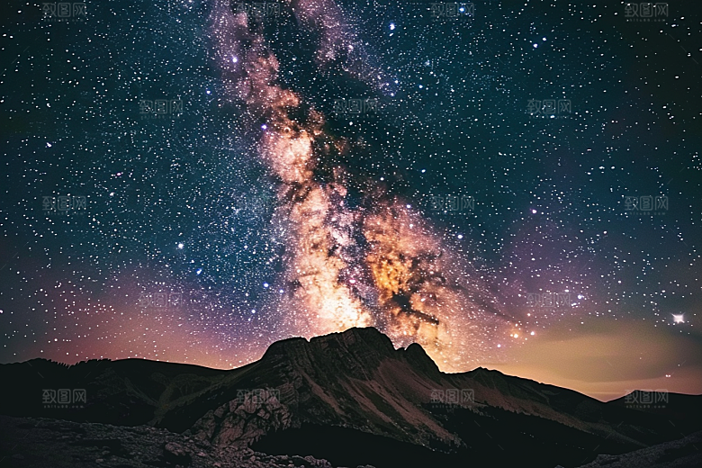 灿烂星空浪漫夜景素材