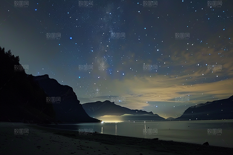 灿烂星空星辰夜景素材