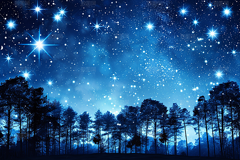 灿烂星空夜晚银河素材