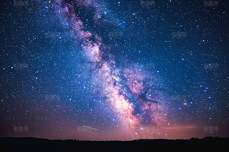 灿烂星空夜晚梦幻素材