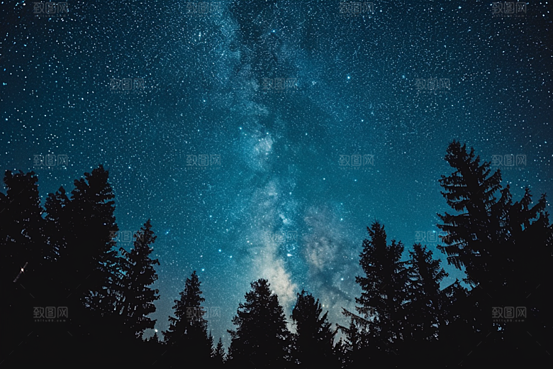 灿烂星空夜晚天空素材