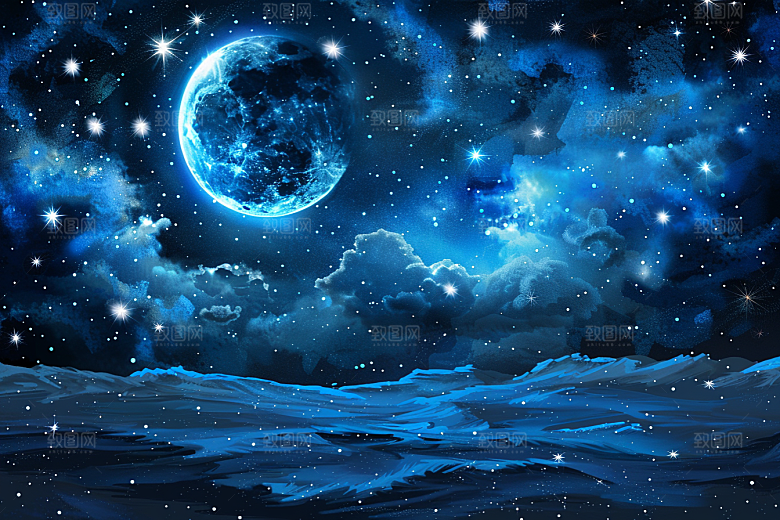 灿烂星空夜景高清素材