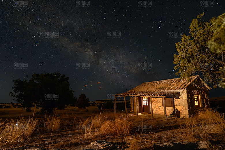 灿烂星空太阳系夜景素材