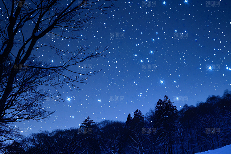 灿烂星空夜晚夜景素材