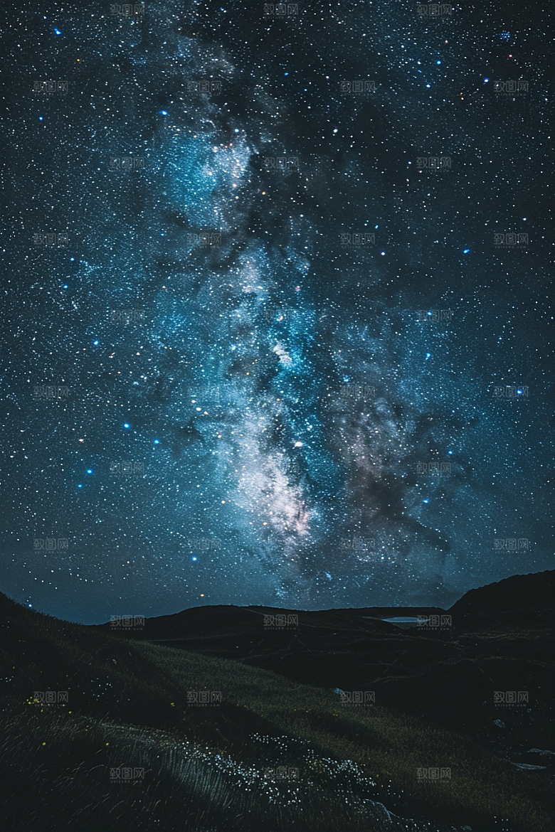 灿烂星空梦幻夜景素材