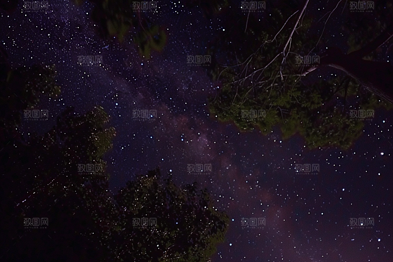 灿烂星空夜景银河素材