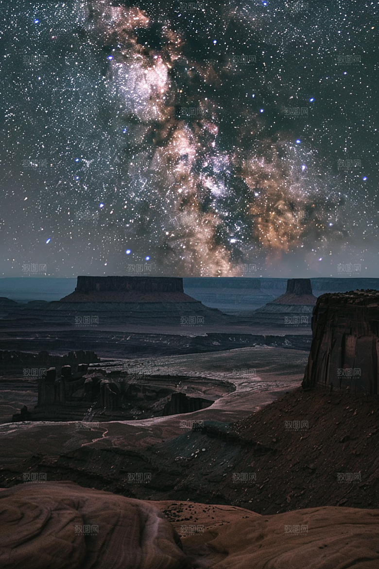 灿烂星空梦幻夜景素材