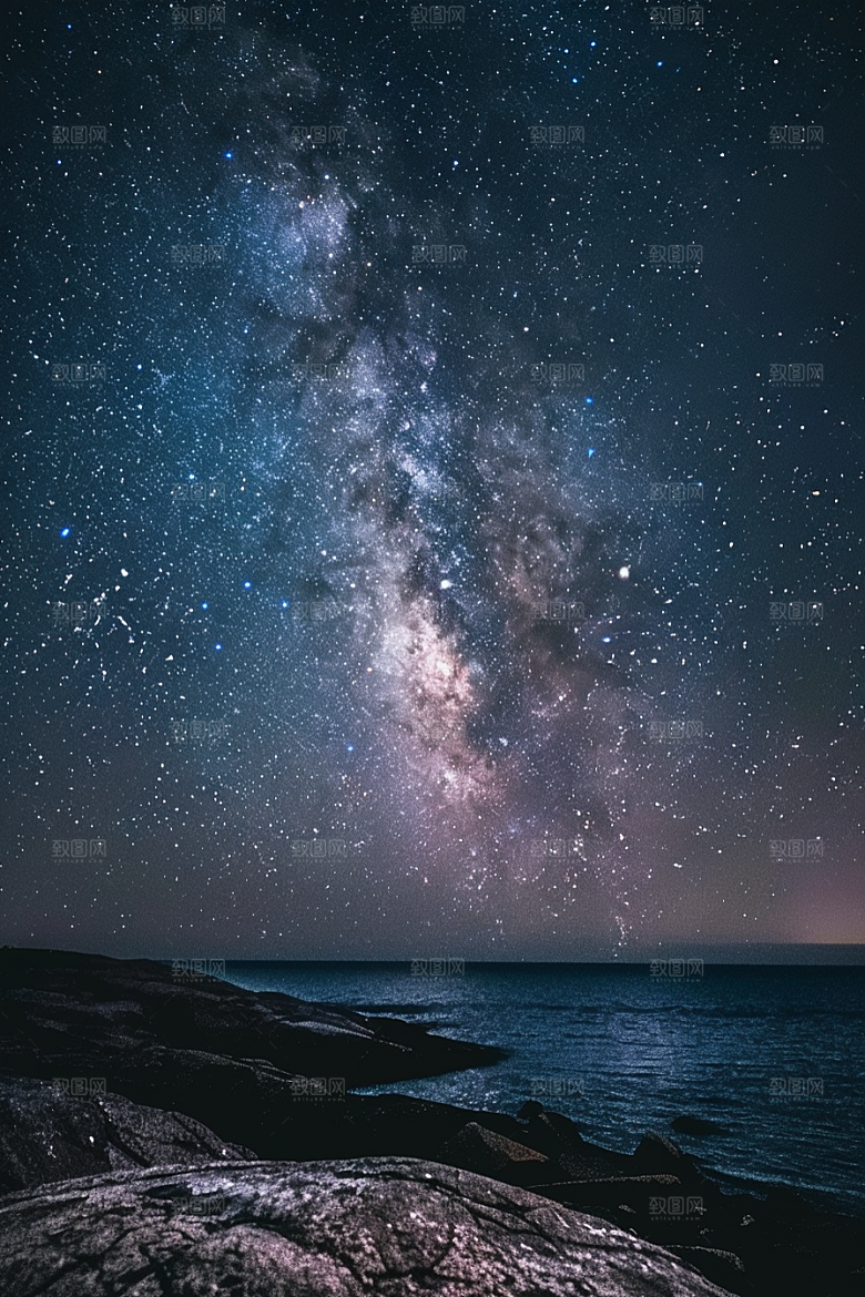 灿烂星空银河夜晚素材