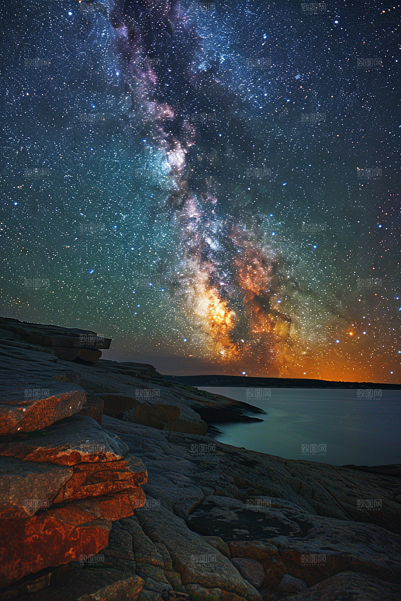 灿烂星空夜晚银河素材