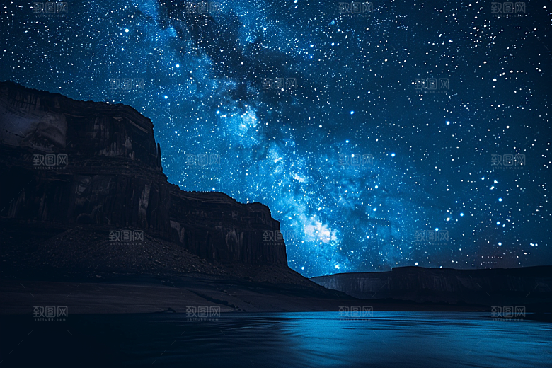 灿烂星空银河夜晚素材