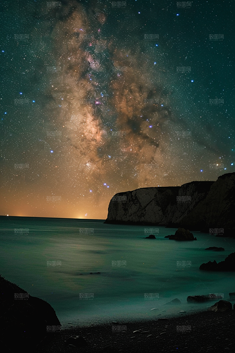 灿烂星空夜景银河素材