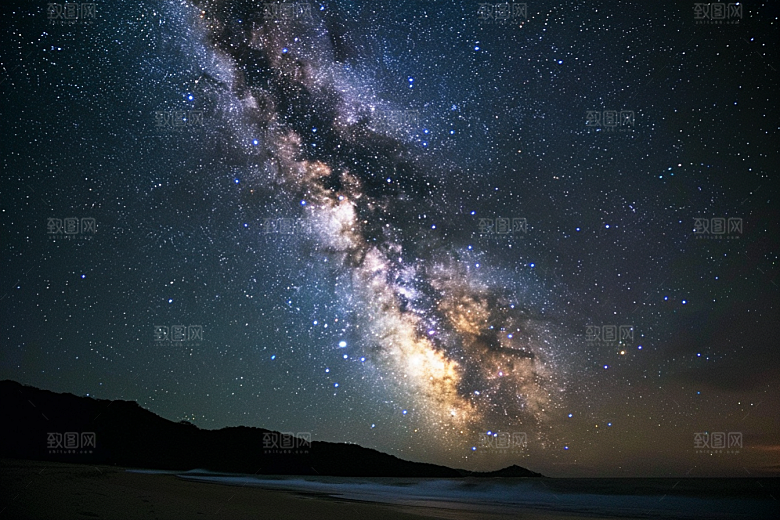 灿烂星空夜晚唯美素材